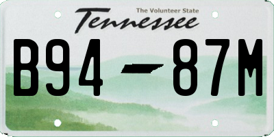 TN license plate B9487M