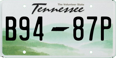 TN license plate B9487P