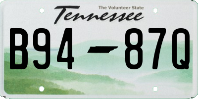 TN license plate B9487Q