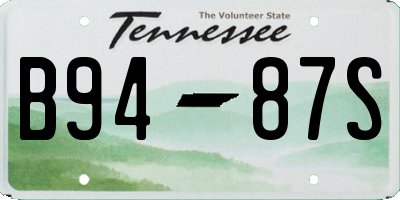 TN license plate B9487S