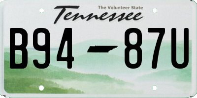 TN license plate B9487U
