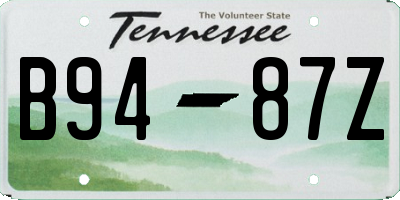 TN license plate B9487Z