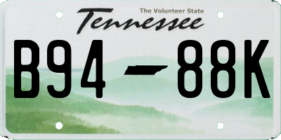 TN license plate B9488K