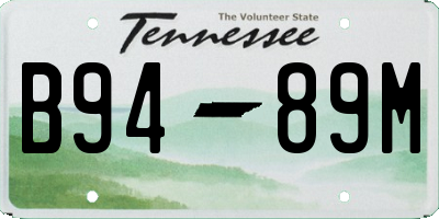 TN license plate B9489M