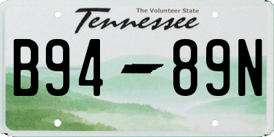 TN license plate B9489N