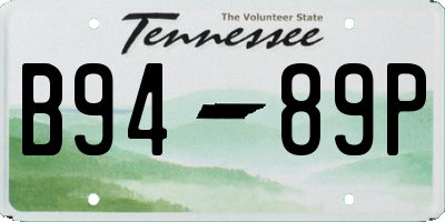 TN license plate B9489P