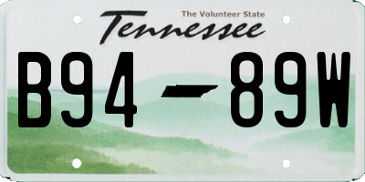 TN license plate B9489W