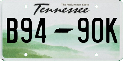 TN license plate B9490K