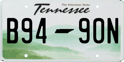 TN license plate B9490N