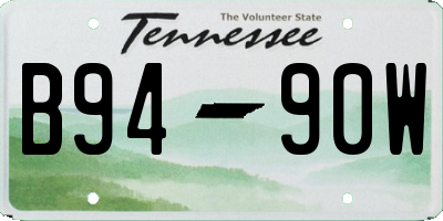 TN license plate B9490W