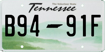 TN license plate B9491F
