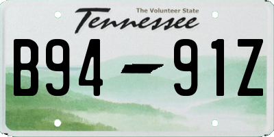 TN license plate B9491Z