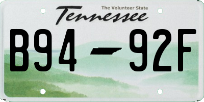 TN license plate B9492F