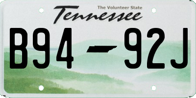 TN license plate B9492J