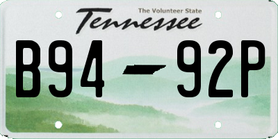 TN license plate B9492P