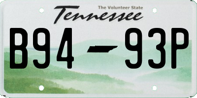 TN license plate B9493P