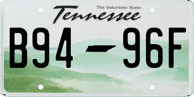 TN license plate B9496F