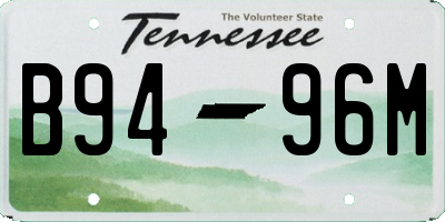 TN license plate B9496M