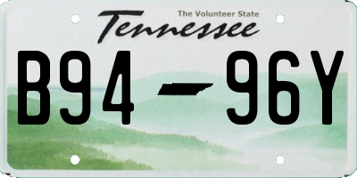 TN license plate B9496Y