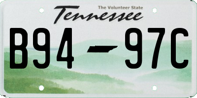 TN license plate B9497C