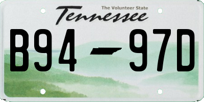 TN license plate B9497D