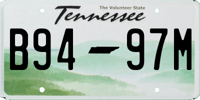 TN license plate B9497M