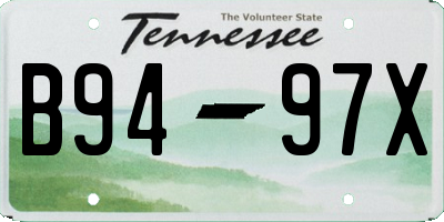 TN license plate B9497X