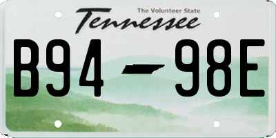 TN license plate B9498E