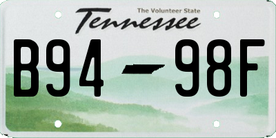TN license plate B9498F