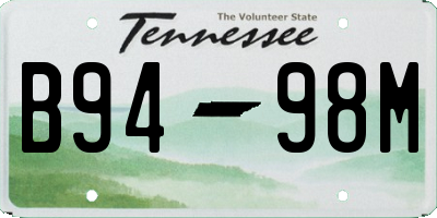 TN license plate B9498M