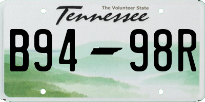 TN license plate B9498R