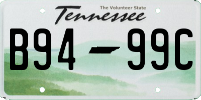 TN license plate B9499C
