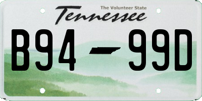 TN license plate B9499D