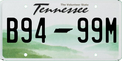 TN license plate B9499M