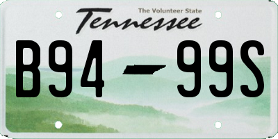 TN license plate B9499S
