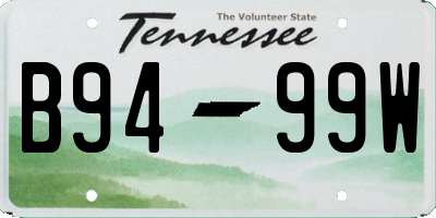 TN license plate B9499W