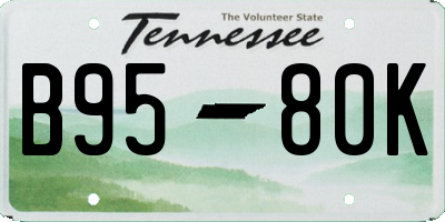 TN license plate B9580K