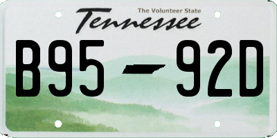 TN license plate B9592D