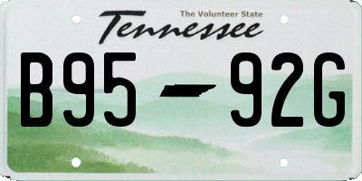 TN license plate B9592G