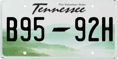 TN license plate B9592H