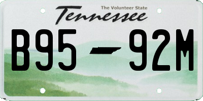 TN license plate B9592M