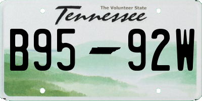 TN license plate B9592W