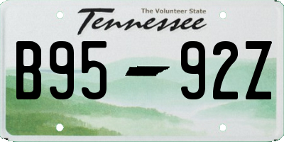 TN license plate B9592Z