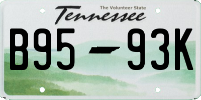 TN license plate B9593K