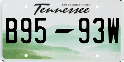 TN license plate B9593W