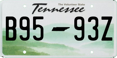 TN license plate B9593Z