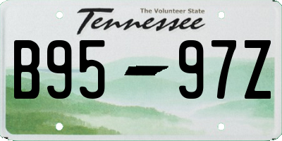 TN license plate B9597Z