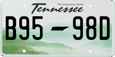 TN license plate B9598D