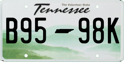 TN license plate B9598K