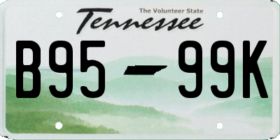 TN license plate B9599K